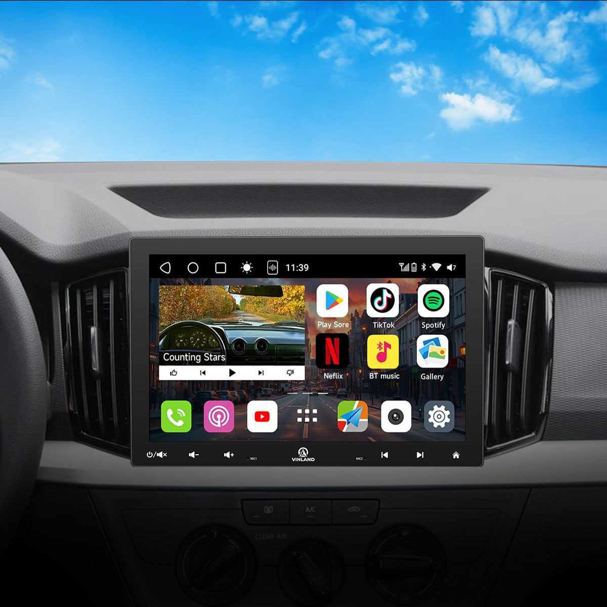 VIBE 10.1インチ シングルDIN Androidカーナビ